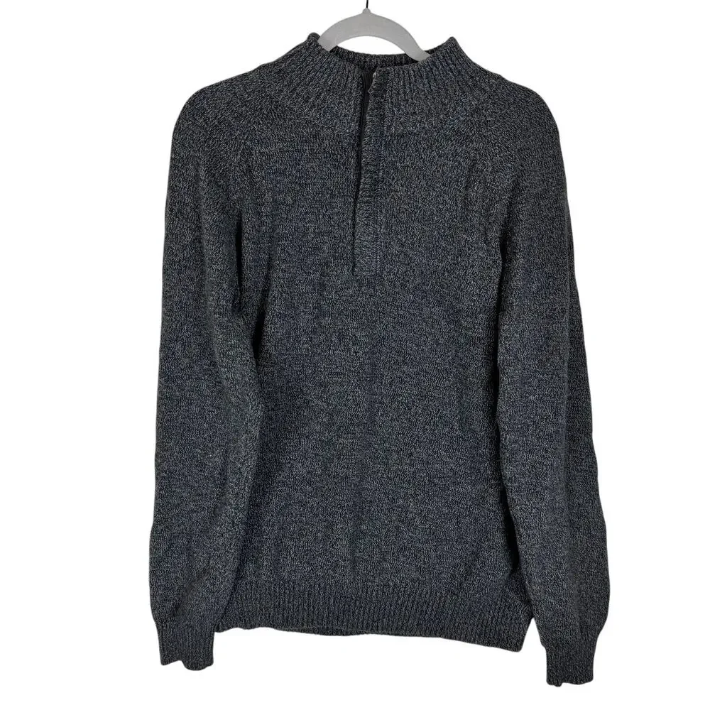 Weatherproof Vintage Sweater Mens Large Charcoal‎ Quarter Zip Knitted Cotton